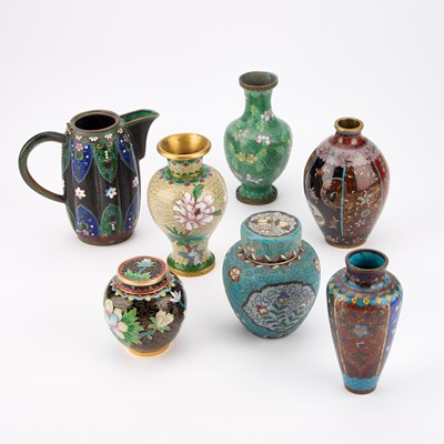 Lot 500 - SEVEN PIECES OF CLOISONNÉ ENAMEL