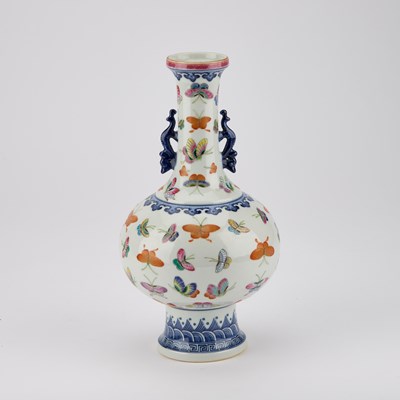 Lot 639 - A CHINESE FAMILLE ROSE BUTTERFLIES VASE