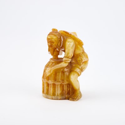 Lot 553 - A CHINESE SHOUSHAN STONE FIGURAL SEAL