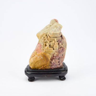 Lot 545 - A LARGE CHINESE SHOUSHAN STONE BOULDER CARVING