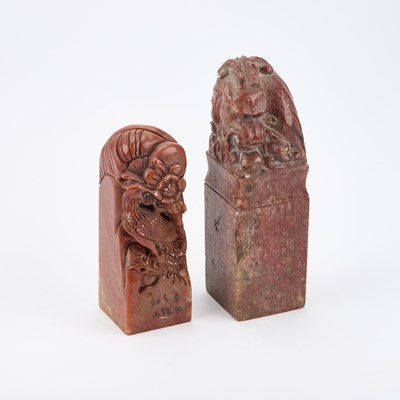 Lot 559 - TWO CHINESE SHOUSHAN STONE TABLE SEALS