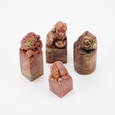 Lot 571 - FOUR CHINESE SHOUSHAN STONE SEALS