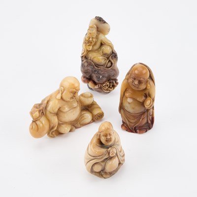 Lot 603 - FOUR CHINESE SHOUSHAN STONE CARVINGS