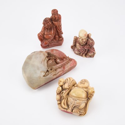 Lot 610 - FOUR CHINESE SHOUSHAN STONE CARVINGS