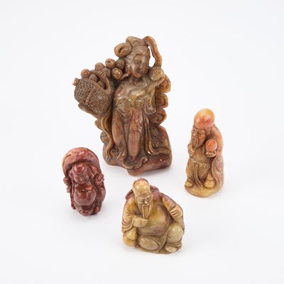 Lot 574 - FOUR CHINESE SHOUSHAN STONE CARVINGS