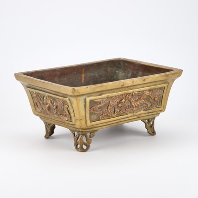 Lot 663 - A CHINESE HEAVY BRASS PLANTER