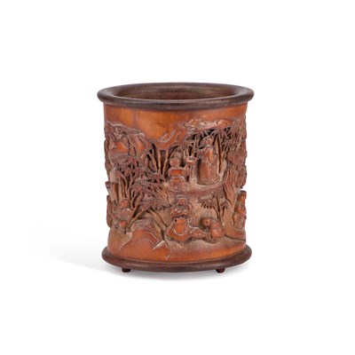 Lot 121 - A CHINESE CARVED BRUSHPOT