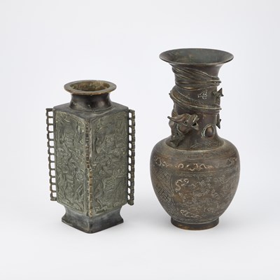 Lot 677 - TWO CHINESE BRONZE VASES