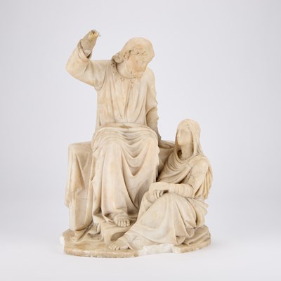 Lot 924 - A 19TH CENTURY SCHOOL MARBLE FIGURE GROUP