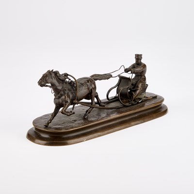 Lot 900 - A RUSSIAN BRONZE OF A TROIKA