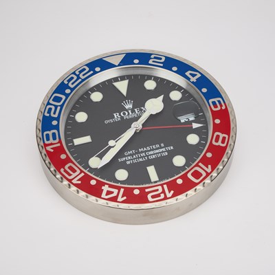 Lot 874 - AN ADVERTISING WALL CLOCK, SIGNED ROLEX OYSTER PERPETUAL