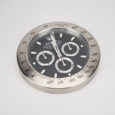 Lot 898 - AN ADVERTISING WALL CLOCK, SIGNED ROLEX OYSTER PERPETUAL DAYTONA