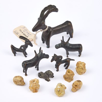 Lot 807 - A COLLECTION OF LURISTAN BRONZE ANIMAL FIGURES AND PENDANTS