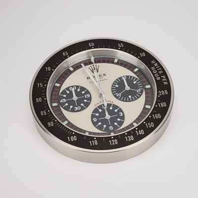 Lot 877 - AN ADVERTISING WALL CLOCK, SIGNED ROLEX COSMOGRAPH DAYTONA