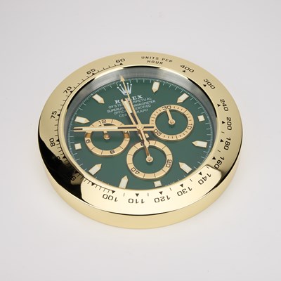 Lot 879 - AN ADVERTISING WALL CLOCK, SIGNED ROLEX COSMOGRAPH