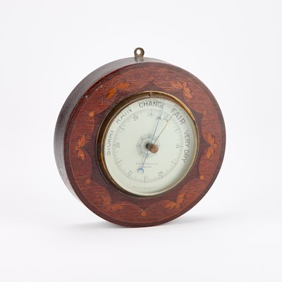 Lot 872 - AN EARLY 20TH CENTURY INLAID WHEEL BAROMETER