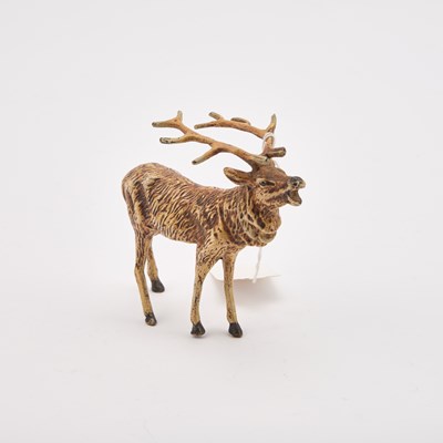 Lot 914 - A COLD-PAINTED BRONZE OF STAG