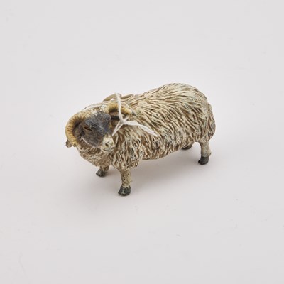 Lot 913 - A COLD-PAINTED BRONZE OF A SHEEP