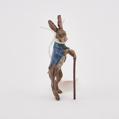 Lot 908 - A COLD-PAINTED BRONZE HARE