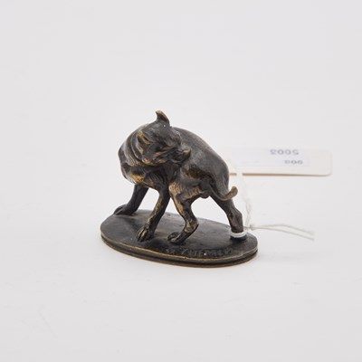 Lot 909 - A SMALL BRONZE OF A DOG BY VICTOR CHEMIN