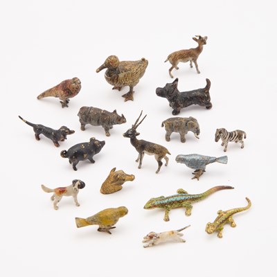 Lot 904 - A COLLECTION OF TINY COLD-PAINTED BRONZES