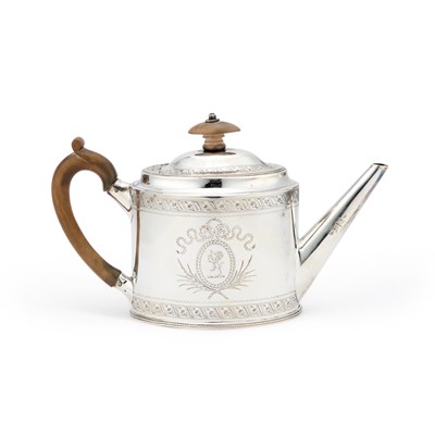 Lot 447 - A RARE GEORGE III SILVER TEAPOT