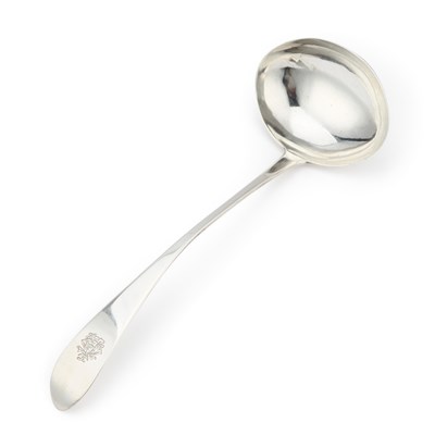 Lot 289 - A GEORGE III IRISH PROVINCIAL SILVER SOUP LADLE