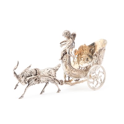 Lot 255 - A GERMAN SILVER MODEL OF A GOAT AND PUTTI