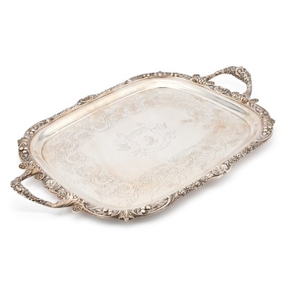 Lot 448 - A GEORGE III SILVER TWO-HANDLED TRAY