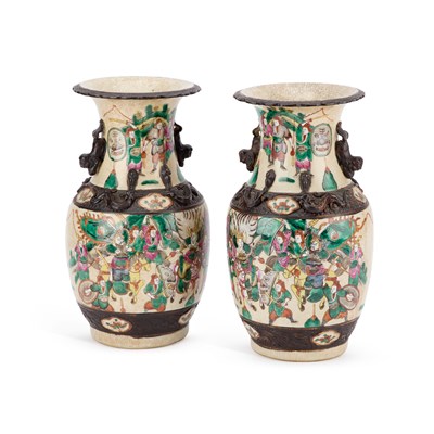 Lot 122 - A PAIR OF LATE 19TH CENTURY CHINESE CRACKLEWARE VASES