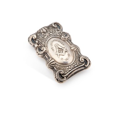 Lot 207 - MASONIC INTEREST: AN AMERICAN STERLING SILVER VESTA CASE, CIRCA 1905