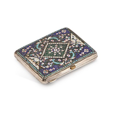 Lot A RUSSIAN SILVER AND CLOISONNÉ ENAMEL CIGARETTE CASE