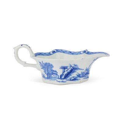 Lot 50 - A BOW BLUE AND WHITE SAUCEBOAT, CIRCA 1752-53