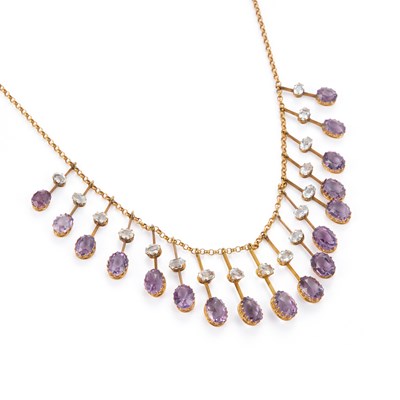 Lot 610 - A LATE VICTORIAN AMETHYST AND AQUAMARINE FRINGE NECKLACE