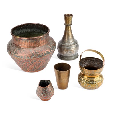 Lot 284 - A GROUP OF PERSIAN METAL WARES