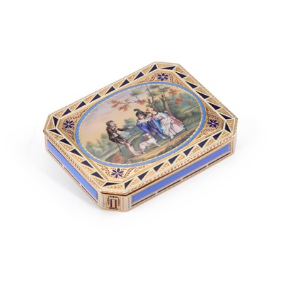 Lot 502 - A FINE RUSSIAN GOLD AND ENAMEL SNUFF BOX, BY PIERRE THEREMIN, ST PETERSBURG, 1800