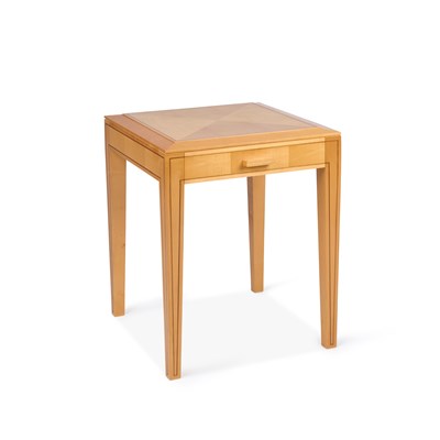 Lot 781 - DAVID LINLEY: A SYCAMORE AND WOOD VENEERS SIDE TABLE, CIRCA 1990S