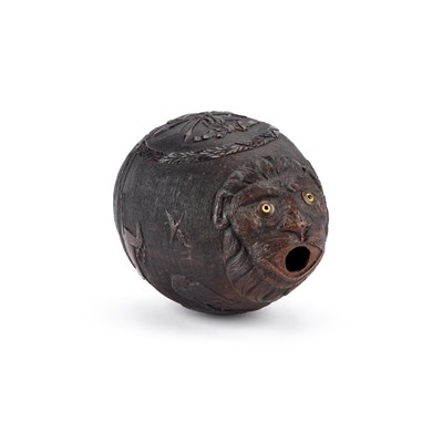 Lot 484 - AN 18TH CENTURY CARVED COCONUT