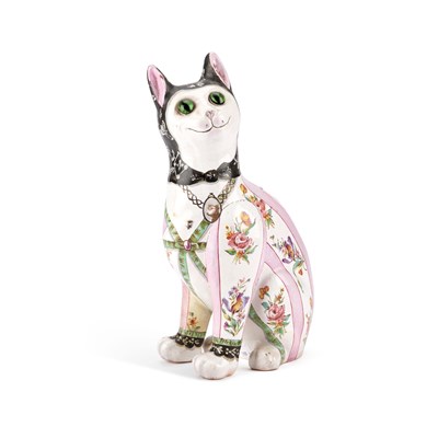 Lot 46 - EMILE GALLÉ (1846-1904), A FAIENCE CAT