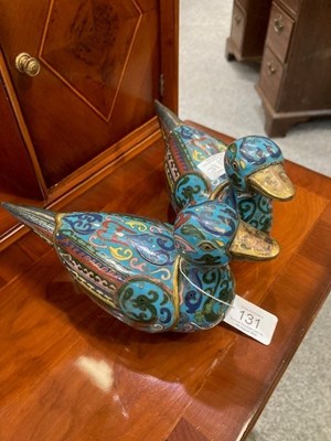 Lot 131 - A PAIR OF 19TH CENTURY CHINESE CLOISONNÉ ENAMEL CENSERS AND COVERS