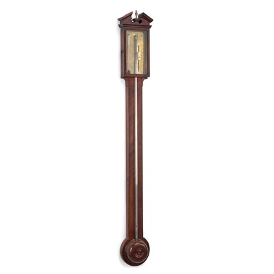 Lot 700 - A GEORGE III MAHOGANY STICK BAROMETER, SIGNED J. GOBBO, YORK