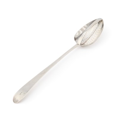 Lot 280 - A GEORGE III IRISH SILVER STRAINING SPOON