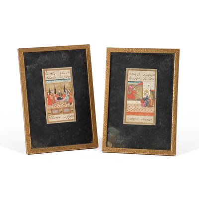 Lot 199 - TWO PAINTINGS FOR A PERSIAN MANUSCRIPT, INDO/ PERSIAN, 19TH CENTURY