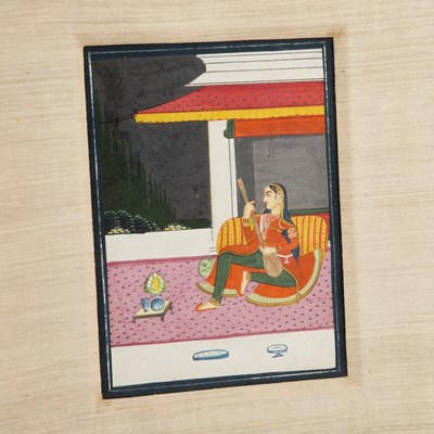 Lot 194 - INDIAN SCHOOL, 19TH CENTURY, LADY WITH A MUSICAL INSTRUMENT