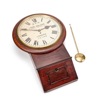 Lot 419 - A WALL MOUNTED B.R.(S). STATION CLOCK, SIGNED JOHN WALKER, 1, SOUTH MOLTON ST., LONDON