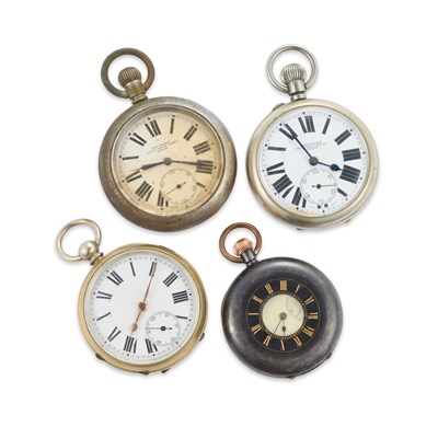 Lot 575 - FOUR VARIOUS BASE METAL POCKET WATCHES