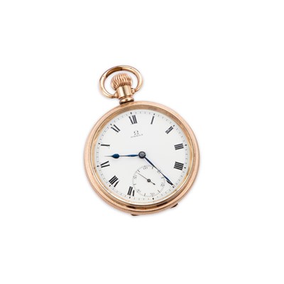 Lot 562 - A GOLD-PLATED OMEGA POCKET WATCH