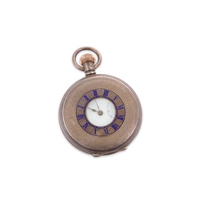 Lot 580 - A SILVER HALF HUNTER POCKET WATCH