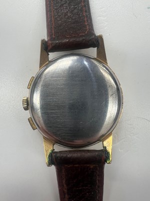 Lot 554 - A GENT'S GOLD-PLATED LEMANIA CHRONOGRAPH STRAP WATCH