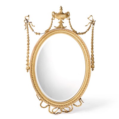 Lot AN ADAM REVIVAL GILTWOOD OVAL MIRROR, 19TH CENTURY